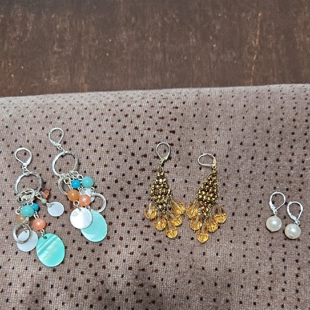 Lot Of Three Elegant Gold and Silver Earrings
